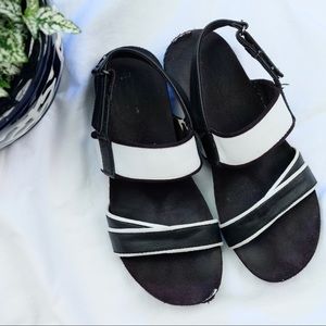 Toms Black and White Strap Sandals